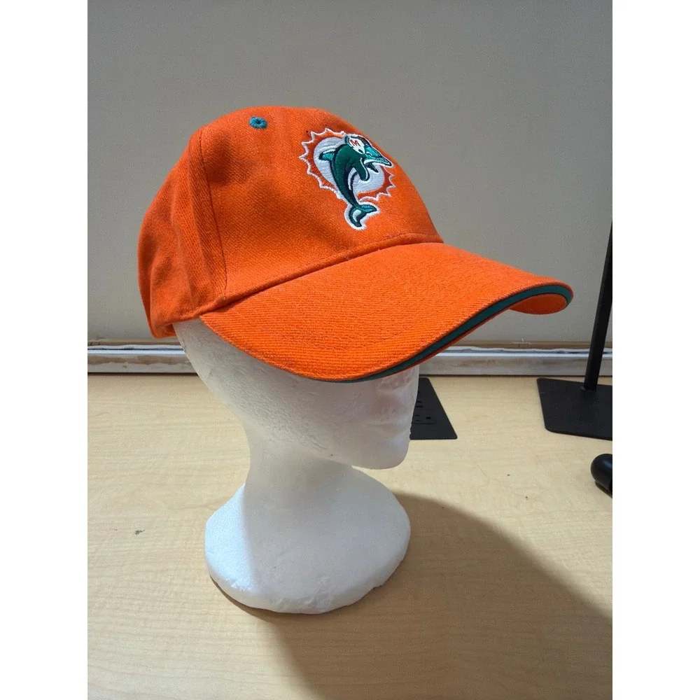 Miami Dolphins NFL Orange Adjustable Hat Baseball Cap Classic Logo Embroidered